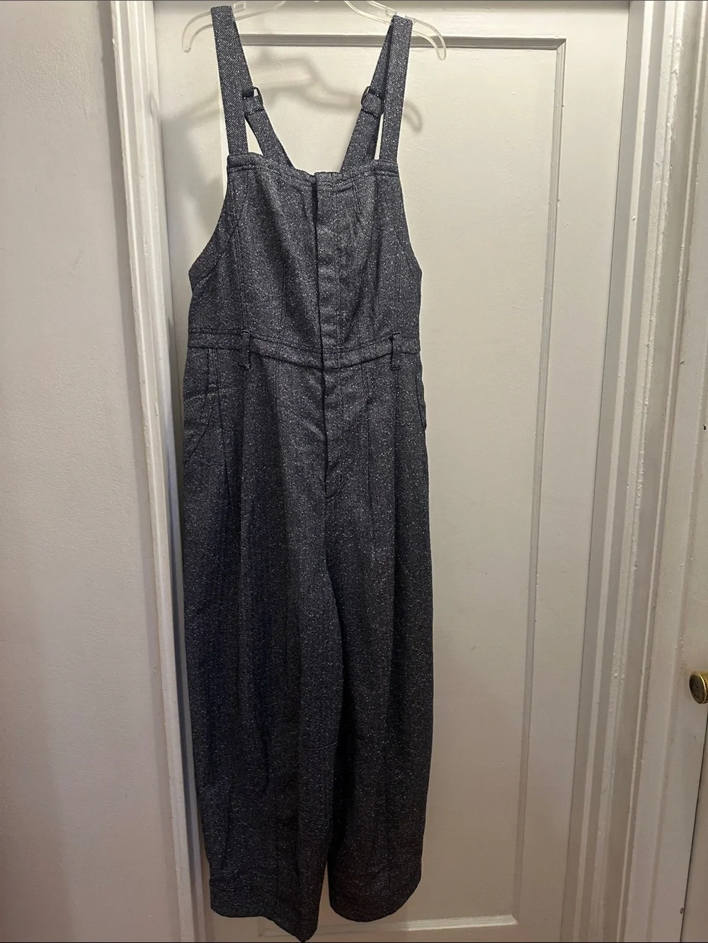 Free People Charcoal Speckled Wide-Leg Jumpsuit - Preloved